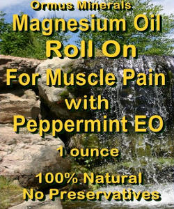 Ormus Minerals-Magnesium Oil Roll On for Muscle Pain with Peppermint Essential oil