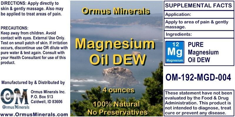 Ormus Minerals Magnesium Oil DEW Ormus Minerals Magnesium Oil DEW
